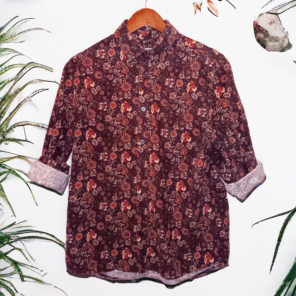 Express ★ Men's Corduroy Casual Button-Up Dress Shirt ★ St. Augustine Floral